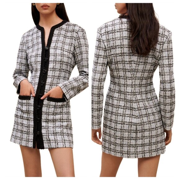 maje Rizuli Plaid Tweed Mini Dress - Picture 2 of 5